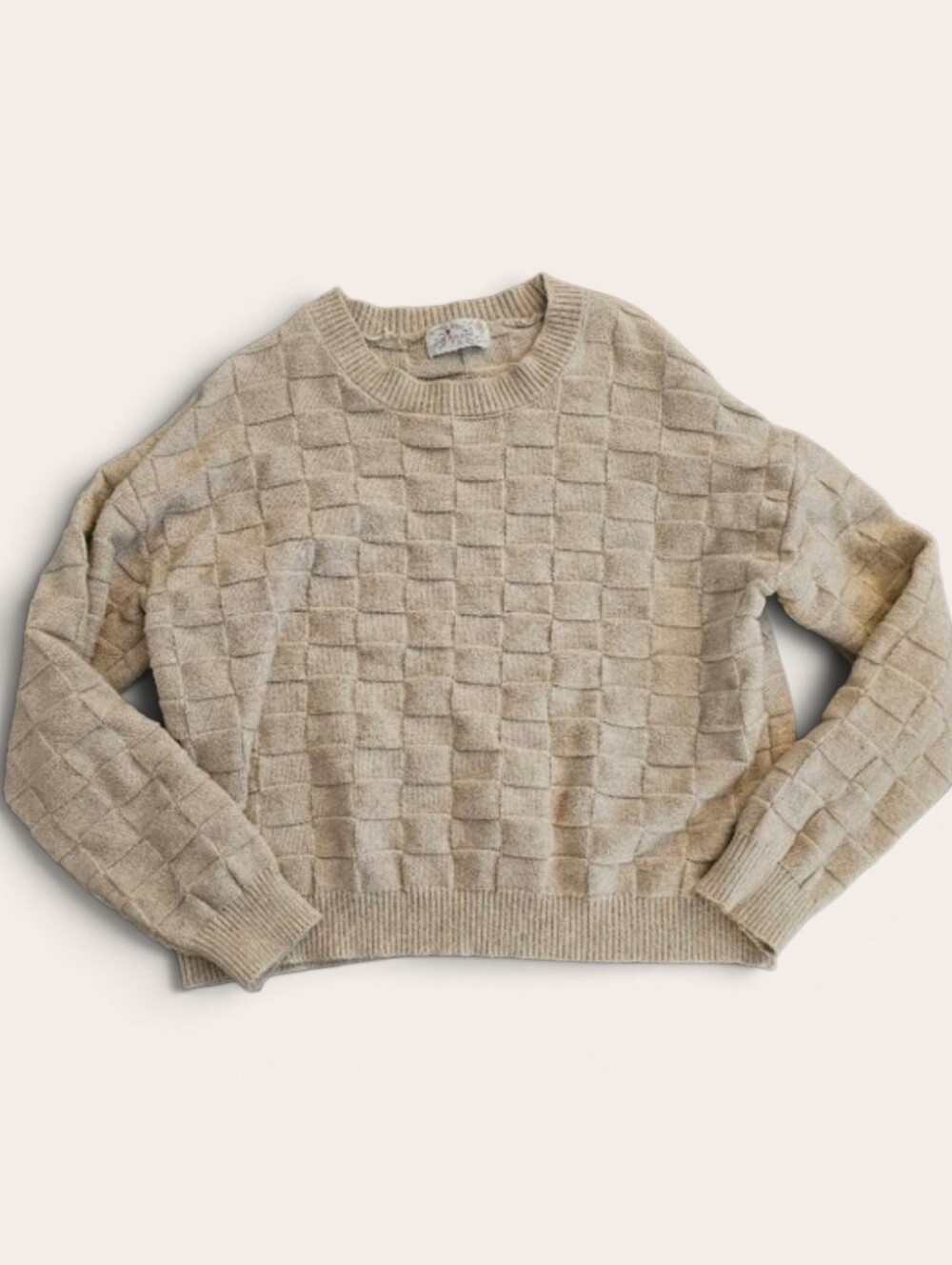 Poof! Cream Checker Knit Sweater